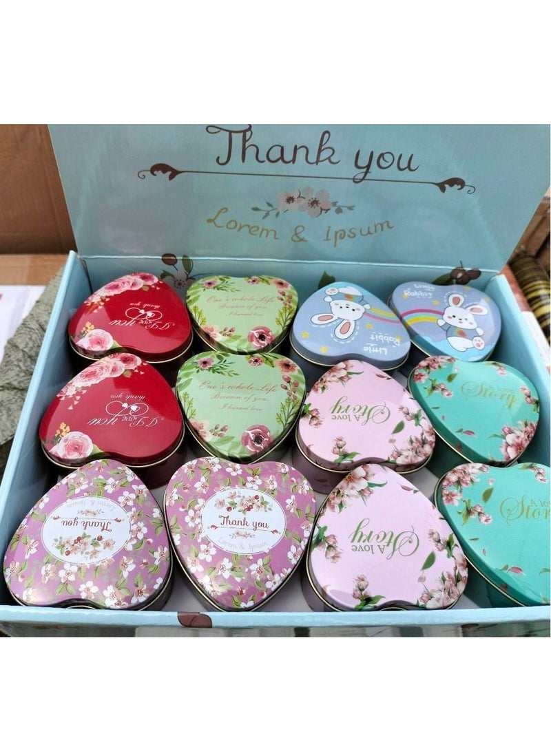 زوبا عبوة مكونة من 24 قطعة من فواحة شمعة عطرية معدنية شكل قلب – متعددة الأشكال بروائح جذابة لأجواء دافئة ومريحة - Image 1